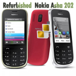 Atnaujintas originalus Nokia Asha 202 mobilusis telefonas su 2 SIM No charger juoda