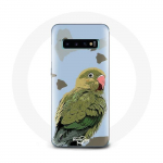 Coque pour Samsung Galaxy S10 Plus Perruches Oiseaux vert