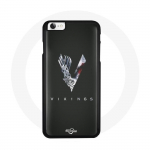 Coque pour Iphone 6 Vikings S&eacute;rie Saison 6 logo V Ep&eacute;e Gris Fond Noir pilka