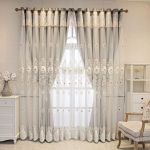 Namų dekoras Dvisluoksnės tamsios užuolaidos svetainei Europos reljefinės gėlės perlais i&scaron;siuvinėtos tiulio užuolaidos 2PC W310cm x L270cm