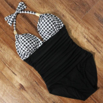 Vientisas maudymosi kostiumėlis moterims plius dydžio juodas maudymosi kostiumėlis Push Up maudymosi kostiumėlis Sexy Waist Bodysuit S