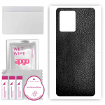 apgo Protective Skin Sticker for the back compatible with ZTE Voyage 30, Wrap Film, Foil, Vinyl - Pattern Black Leather