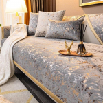 1 vnt Paprasta ir moderni &scaron;viesi prabangi sofos pagalvė, olandi&scaron;ko aksomo bronzingo stiliaus pagalvėlė, &bdquo;Four Seasons&ldquo; universalus neslystantis sofos užvalkalas 90x160cm pilka