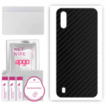 apgo Protective Skin Sticker for the back compatible with Samsung Galaxy A01, Wrap Film, Foil, Vinyl - Pattern Carbon Black