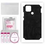 apgo Protective Skin Sticker for the back+sides compatible with Oppo A15, Full Wrap Film, Foil, Vinyl - Pattern Black Camo