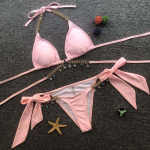 Bikinis maudymosi kostiumėlis moteri&scaron;kas bikinis seksualus paplūdimio maudymosi kostiumėlis S rožinė raudona spalva