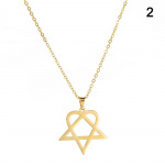 Klasikiniai paprasti Heartagram Star Heart nerūdijančio plieno pakabukai karoliai papuo&scaron;alai auksas