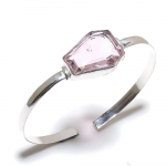 Pink Kunzite Gemstone Handmade 925 Sterling Silver Cuff Bangle Adjustable z1t18