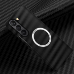 Itin plonos odos matinis dėklas, skirtas Samsung Galaxy Z Fold 6 5 4 3 dėklas, draugi&scaron;kas anglies pluo&scaron;tui magnetinis belaidžio įkrovimo kietas pilnas apsauginis dangtelis for Galaxy Z Fold 3 juoda