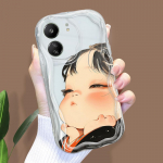 Mielas animacinio ra&scaron;to kreminės tekstūros korpusas, banguotas kra&scaron;tas, mink&scaron;tas silikoninis dangtelis, skirtas Xiaomi Redmi Redmi Note 12 Pro 4G juoda