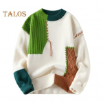 Rudens Žiemos Vyri&scaron;kas megztinis Spalva Blokuojantis Pjaustymas Dizainas Apvalus Kaklas Laisvas Megztas Megztinis Storas &Scaron;iltas Apatinis Megztinis Kasdienis drabužis Darbo Pažinčių megztinis XXXL