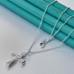 URMYLADY 925 Sterling Silver Cross Love 16-30 colių pakabukas karoliai moterims, vestuvių madingi papuo&scaron;alai 40cm
