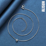 925 sterlingų sidabro gyvatės grandinėlės karoliukų karoliai Madingi vestuvių papuo&scaron;alai 45CM