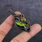 Dichroic Glass Gemstone Handmade Copper Wire Wrap Jewelry Pendant 2.25 p2t61
