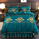 Rudens/žiemos pliu&scaron;inis 4 dalių sustorėjusios &scaron;iltos vilnos paklodės antklodės užvalkalas su spausdintu lovos sijono namų apyvokos rinkinys 200x230cm-1.8 bed