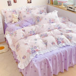 Princesės lovos sijonas Keturių dalių mergaitės paklodė Nėriniai antklodės užvalkalas patalynė lovatiesė 2.0m bed skirt