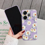 Gėlių mink&scaron;tas silikoninis dėklas, skirtas Samsung A55 A35 M35 S24 Xiaomi Redmi Note 13 Pro 14 Poco C65 iPhone Huawei Honor 200 70 Realme 9 fotoaparato smūgiams atsparus dangtelis Samsung Galaxy S9 Plus violetinė