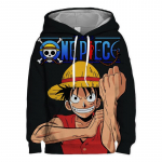 Nauji vaiki&scaron;ki megztiniai ilgomis rankovėmis su gobtuvu su One Piece spauda berniukams ir mergaitėms, vaiki&scaron;ki vir&scaron;utiniai drabužiai su Luffy 3D spauda 150