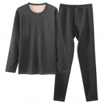 Vyri&scaron;kas žieminis termo apatinių rinkinys - Sutir&scaron;tintas su aksominiu pamu&scaron;alu apsaugai nuo &scaron;alčio 4 times thicker, mid collar, XXXL size juoda
