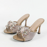 Liyke Prekės ženklo Dizainas Spalvoti Kri&scaron;toliniai Perliniai Kaspinėliai Auk&scaron;takulniai &Scaron;lepetės Moteri&scaron;kos Mules Vasariniai Batai Moterims &Scaron;ventinės Suknelės Sandalai Dydis 43 35