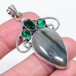 Natural Labradorite, Diopside 925 Sterling Silver Jewelry Pendant 2.29 u3f74