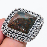 Natural Bloodstone Gemstone 925 Sterling Silver Jewelry Ring Size 8.5 w9h65