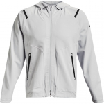 Under Armour apsaugos nuo saulės serija Vienspalvė sportinė striukė su užtrauktuku, rai&scaron;teliais ir gobtuvu, kvėpuojanti, treniruočių striukė vyrams, pilka 1370494-014 XXL white