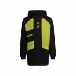 Adidas Juventus kelioninis treniruočių auk&scaron;tos kokybės futbolo kelionių serijos patogus mink&scaron;tas megztas užtrauktuku priekinė ki&scaron;enė striukė vyri&scaron;ka striukė juoda žaliosios laimo spalvos GR2910 XS