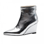 Madingos žiemos moteri&scaron;kos aulinukai smailiais pir&scaron;tais Auksiniai Sidabriniai Ankle Boots Avalynė Platforma Auk&scaron;ti Kulniukai Užtrauktukas Plei&scaron;tai Batai Moteris Bota Feminina Botte 34 sidabras