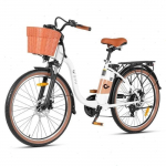 V&eacute;lo &eacute;lectrique - DYU C6 Pro - Moteur 500W - Batterie 36V 15.6Ah - Autonomie 72 km - Pouces 26'' - Blanc balta