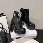 Madingi juodi briti&scaron;ko stiliaus stambūs auk&scaron;takulniai batai moterims, ruduo 2025, nauji, &scaron;iek tiek didinantys ūgį, universalūs ankle boots 35