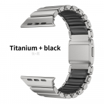 Titano fluoroelastomerio guminė apyrankė Apple Watch Ultra 3 2 49mm, magnetinė apyrankė Iwatch Series 11 10 46mm 9 8 7 45mm 6 SE 3 44mm 42mm 44mm 45mm &A juoda
