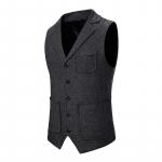 Herringbone Tweed liemenė vienaeilis atvartas liemenė vyri&scaron;kas kostiumas &scaron;varkas Drabužiai plius dydis L juoda
