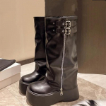 Kutas batai moterims Retro Gotikos Tendencija Moteri&scaron;ki Batai Chelsea Vidutinio Kulno Motociklininkų Batai Moterų Mada Auk&scaron;ti iki Kelio Botas 35