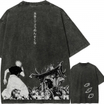 Jujutsu Kaisen Gojo prie&scaron; Sukuną Vintažiniai Mar&scaron;kinėliai Vyrams Retro Rūg&scaron;tinio Plovimo Grafiniai Medvilniniai Oversize Harajuku Gatvės Apranga Anime Vir&scaron;us M