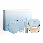 Prada kosmetikos rinkinys Clean Blue Ribotas trijų dalių rinkinys: #U001 mėlyni lūpų dažai + mėlynas riboto leidimo oro pagrindas #LN10 + oro pagrindo krep&scaron;ys be dovanų mai&scaron;elio mėlyna