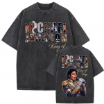 Michael Jackson Popo Karalius MJ Vintažiniai skalbti mar&scaron;kinėliai Vyrams Moterims Auk&scaron;tosios Gatvės Gotikiniai Klasikiniai Mar&scaron;kinėliai Vasaros Vir&scaron;us Hip Hop Mar&scaron;kinėliai S