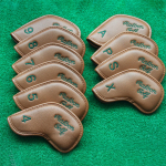 Golfo lazdos galvutės užvalkalas Animacinis žvejo kepurės ra&scaron;tas Dvipusė siuvinėjimo vandeniui atspari PU odos apsauga Golfo aksesuarai Brown 10pcs #1