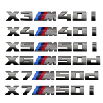 Pilkas ženklelis BMW X3M X4M X5M X6M X7 M Power Ženkleliai Emblema Logotipas 40i 40d 50i 50d 60d 60i ABS Galinis Logotipas Automobilio Aksesuarai tu2 X7M60i pilka