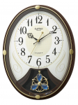 RHYTHM sieninis laikrodis, valdomas radijo signalu, 6 melodijos, rudas, 4MN554RH06 white