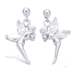 Les Tr&eacute;sors De Lily [E2137] - BO Argent 'F&eacute;e Clochette' Blanc argent&eacute; (rhodi&eacute;) - 19 mm