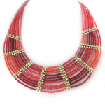 Les Tr&eacute;sors De Lily [N1179] - Collier Cr&eacute;ateur 'Kilimanjaro' rouge dor&eacute; raudona