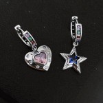 ANENJERY Vaivoryk&scaron;tės cirkonio žvaigždės &scaron;irdis asimetriniai lanko auskarai, moteri&scaron;ki asmeninio dizaino Senior Sense Accessories aretes brincos