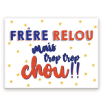 Les Tr&eacute;sors De Lily [A3622] - Magnet c&eacute;ramique 'Fr&egrave;re' blanc bleu rouge (Fr&egrave;re relou mais trop trop chou ! ! ) - 8x6 cm įvairiaspalvis