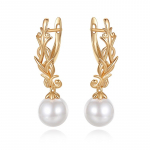 Pearl Long Dangle auskarai moterims Kinel Rose Gold Spalvoti nuleidžiami auskarai