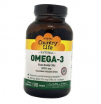 Žuvų taukai Omega-3, Omega-3 žuvų kūno aliejus, Country Life 100 mink&scaron;tųjų kapsulių (67124003) 100softgels