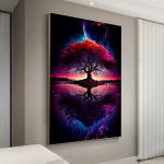 Fantasti&scaron;ki gyvenimo medžio plakatų atspaudai, skirti gyvenamajam kambariui, namų dekoravimui, siurrealizmas, abstraktus peizažas, drobė, tapyba, sienos menas, estetinis be rėmelio 21*30cm