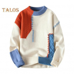 Rudens Žiemos Vyri&scaron;kas megztinis Spalva Blokuojantis Pjaustymas Dizainas Apvalus Kaklas Laisvas Megztas Megztinis Storas &Scaron;iltas Apatinis Megztinis Kasdienis drabužis Darbo Pažinčių megztinis M oranžinė