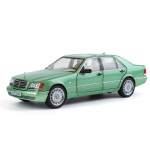 1/24 Benz W140 320SEL lydinio senovinis automobilis, lieto metalo klasikinis automobilio žaislų modelis, garso &scaron;viesa, traukiami kolekciniai daiktai, vaikų gimtadienio dovana žalia
