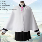 Tsuyuri Kanao Cosplay kostiumas Anime Demon Slayer Kimetsu No Yaiba Cosplay Suaugusiesiems ir vaikams Juodas perukas su uodega kovos kostiumo uniforma 150cm white